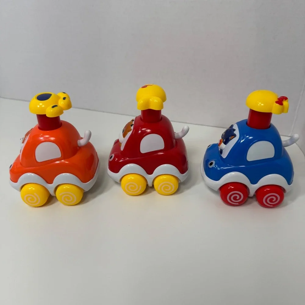 Press and Go 3 Piece Set Animal Toy Cars Toddler Friction Powered Interactive